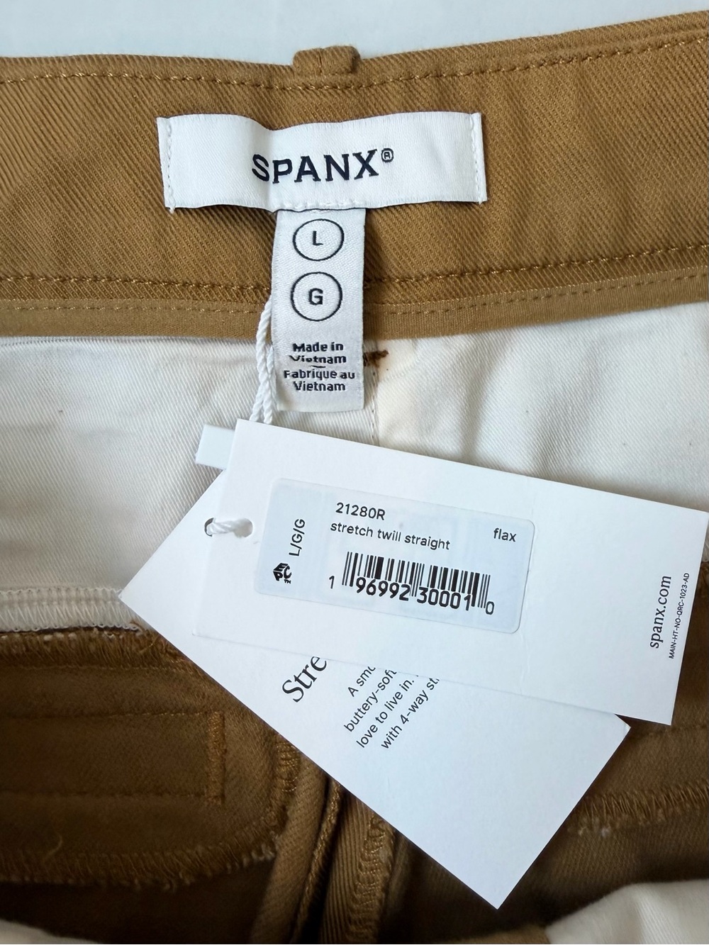 SPANX supersmooth® Stretch Twill Straight Pant in Flax Women's Size Large - Picture 13 of 14